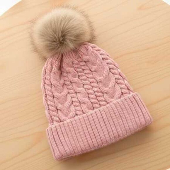 2/$30 Ladies Pink Fuzzy Ladies Winter Cap Beanie Hat - Picture 3 of 7